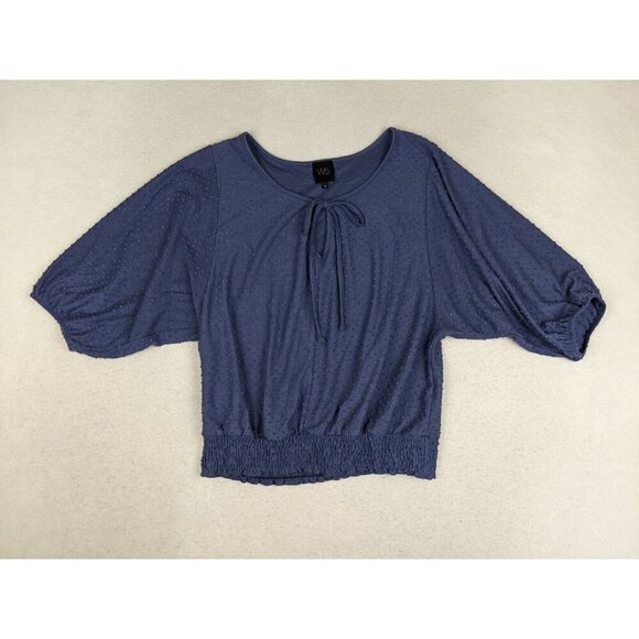 W5 Women's Top Size Medium Purple Stretch Knit Short Sleeve Bohemian - Picture 2 of 9